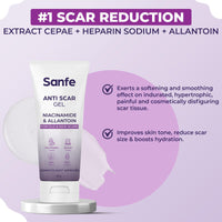 Sanfe Anti Scar Gel - Niacinamide & Allantoin | Acne/Stretch/Burn scars/Dark circles removal cream | For old & new scars-20 g
