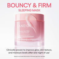 LANEIGE Bouncy & Firm Plump, Firm and Glow Set of 3 includes Eye Sleeping Mask 20G, Face Sleeping Mask 10ML and Lip Treatment Balm 2G with Pouch