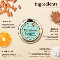 Mellow Herbal Lip Treatment with Almond Oil & Jasad Bhasma for Moisturize & Nourish Dry & Chapped Lips, Ayurvedic Balm for Men & Women, Paraben Free [Cream - 12 Gm]