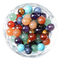 80Pcs Natural Crystal Beads Stone Gemstone Round Loose Energy Healing Beads with Free Crystal Stretch Cord for Jewelry Making (7-Chakra Beads, 10MM) Seven Chakra Beads