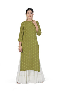 Fashion Dream Women Viscose Rayon Sequence Embroidered Straight Kurti