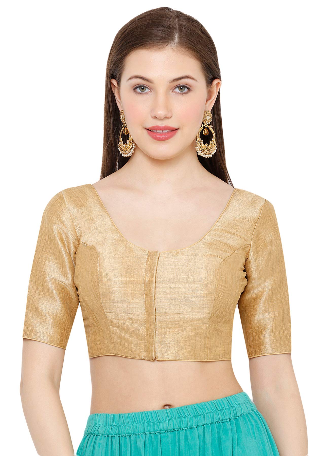 S SALWAR STUDIO Women's  Gold Mulbury Silk Readymade Saree Blouse