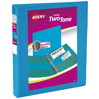 Avery Two-Tone Durable 3 Ring Binder, 1 Inch Slant Rings, Blue/Teal View Binder (17290) 1