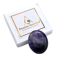 Amethyst Massage Polished Crystal Palm Stone, Large Size Amethyst Stone for Chakra Balancing, Reiki Healing and Crystal Grid