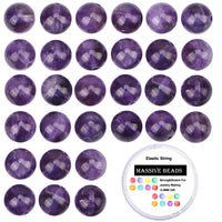 100Pcs Natural Crystal Beads Stone Gemstone Round Loose Energy Healing Beads with Free Crystal Stretch Cord for Jewelry Making (Amethyst, 6MM) Amethyst