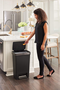 Rubbermaid Premier Series II Step-on Trash Can for Home and Kitchen, with Lid Lock and Slow Close, 13 Gallon, Charcoal, for Home/Kitchen/Hotel/Lobby/Office 13G - Classic Plastic