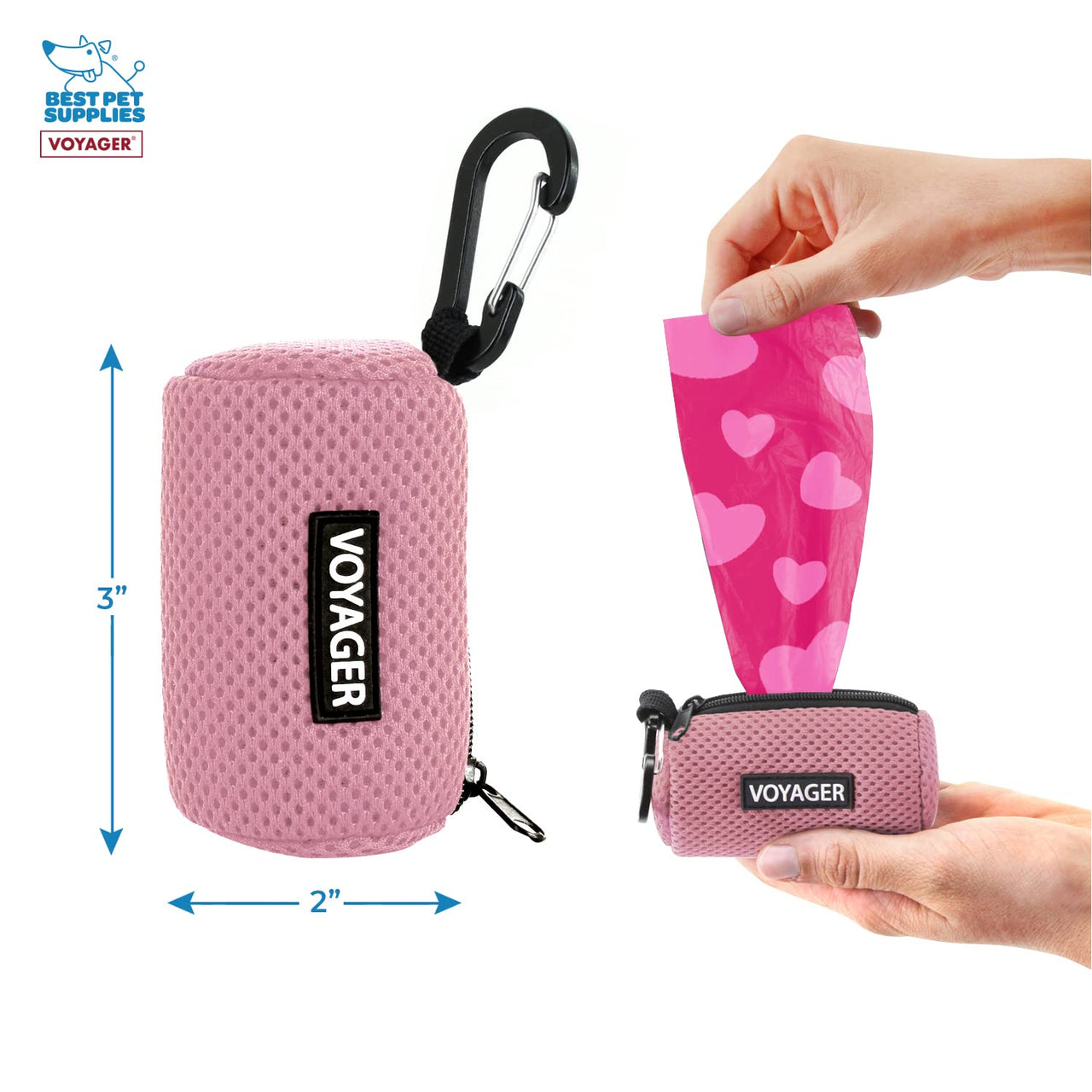 Best Pet Supplies 2-Pack Dog Poop Bag Holder Leash Attachment, Color, Reusable Mesh Dispenser Pouch for Travel, Walking, Park, and Outdoor Use, Soft and Durable with Clip-On - Mesh Pink 01 Mesh Dispensers (Pink) 0.5 Count (Pack of 2)