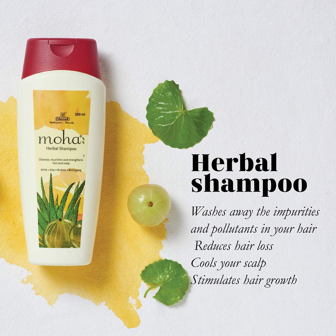moha: Herbal Hair Shampoo Herbal Hair Cleanser With Benefits Of Amla, Aloe, Brahmi & Bhringaraj For Daily Use For All Hair Types -(200 ml) Pack of 1