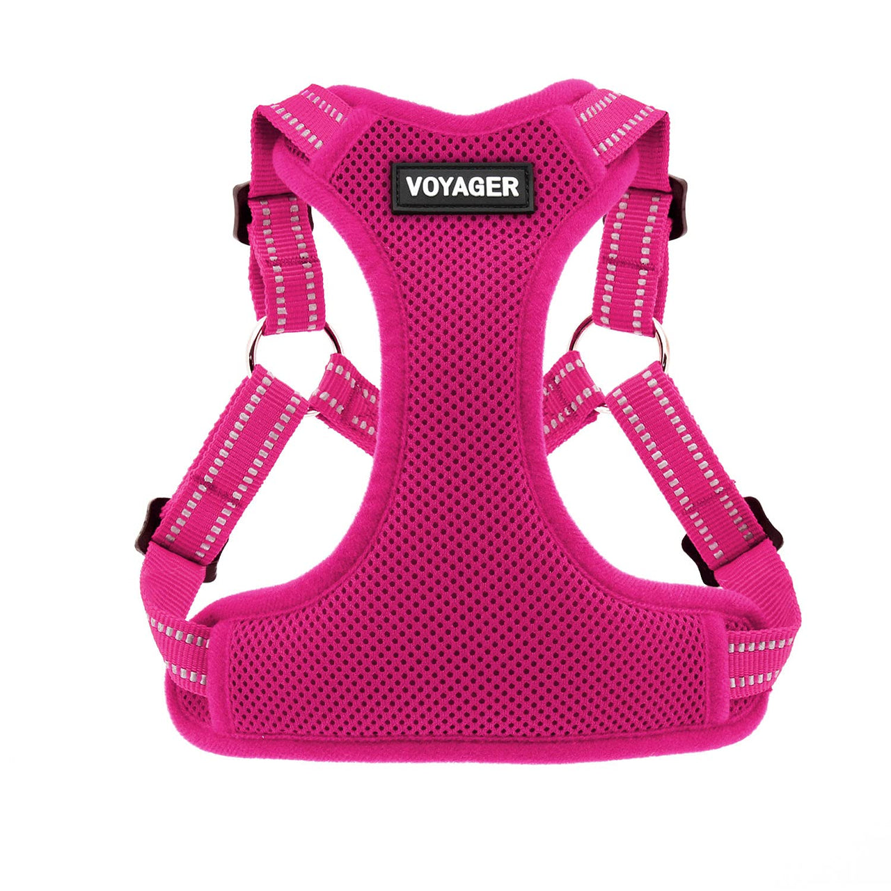 Best Pet Supplies Voyager Adjustable Dog Harness with Reflective Stripes for Walking, Jogging, Heavy-Duty Full Body No Pull Vest with Leash D-Ring, Breathable All-Weather - Harness (Fuchsia), XS