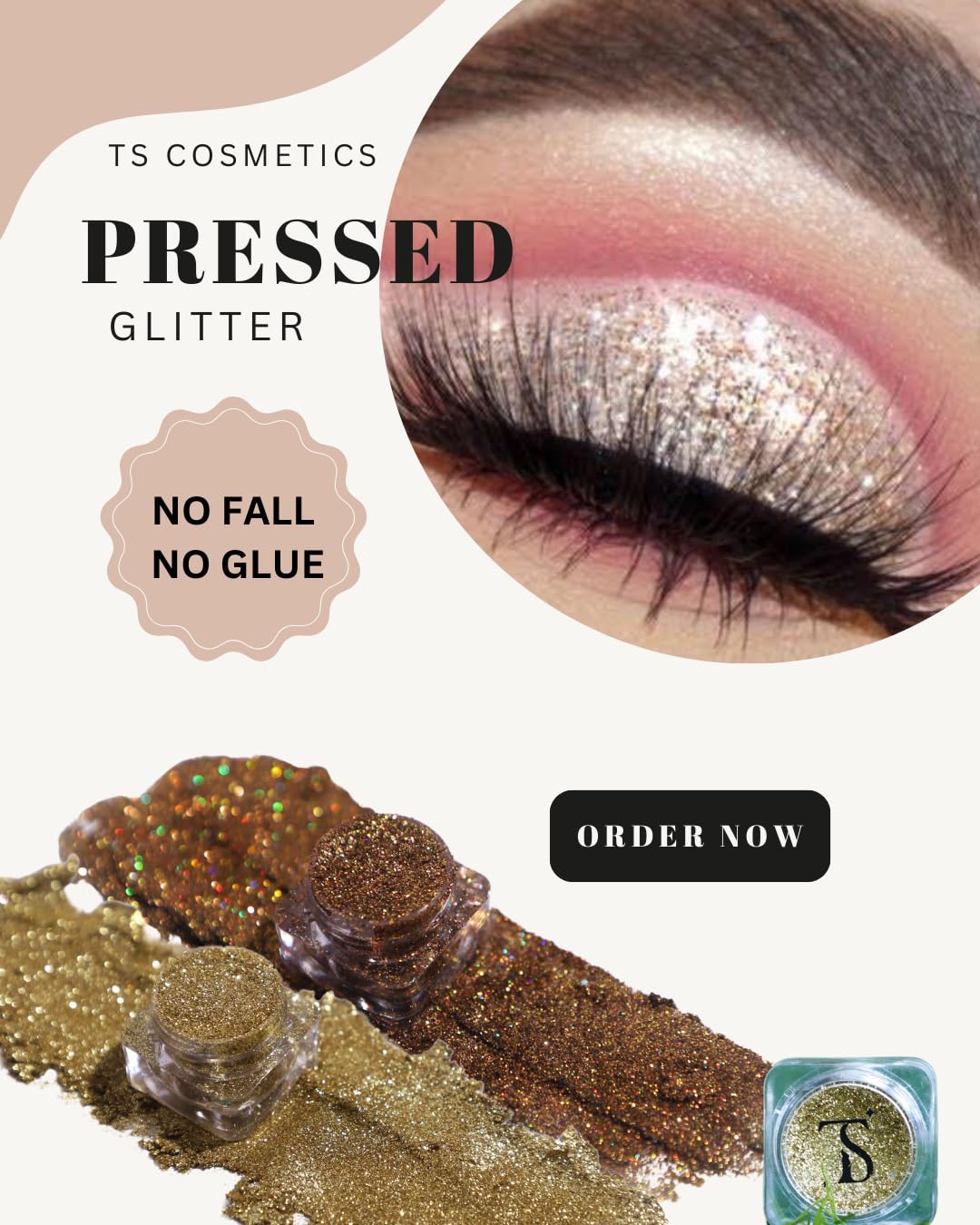 TS COSMETICS Pro Glitter Eyeshadow Palette – Plum | Pressed Glitter, Shimmer & Matte Finishes | Highly Pigmented, Long-Lasting Eye Makeup