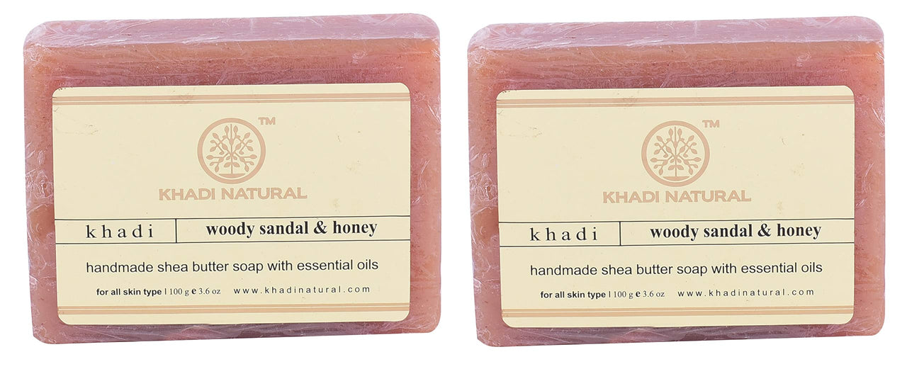KHADI NATURAL Woody Sandal & Honey Soap,100gms (Pack of 2)