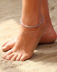 Jewever Gemstone Foot Anklet Bracelet for Women Beaded Stone Healing Energy Crystal Beach Foot Jewelry Adjustable(8.5-10 Inches) moonstone