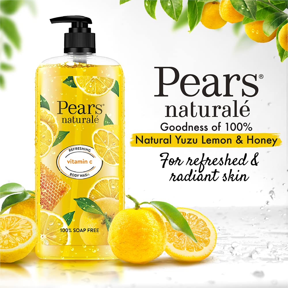 Pears Naturale Refreshing Vitamin C Body Wash with Natural Yuzu Lemon, Vitamin C & Honey Extract | for Refreshed & Radiant Skin| 750 ml (Pack of 2)
