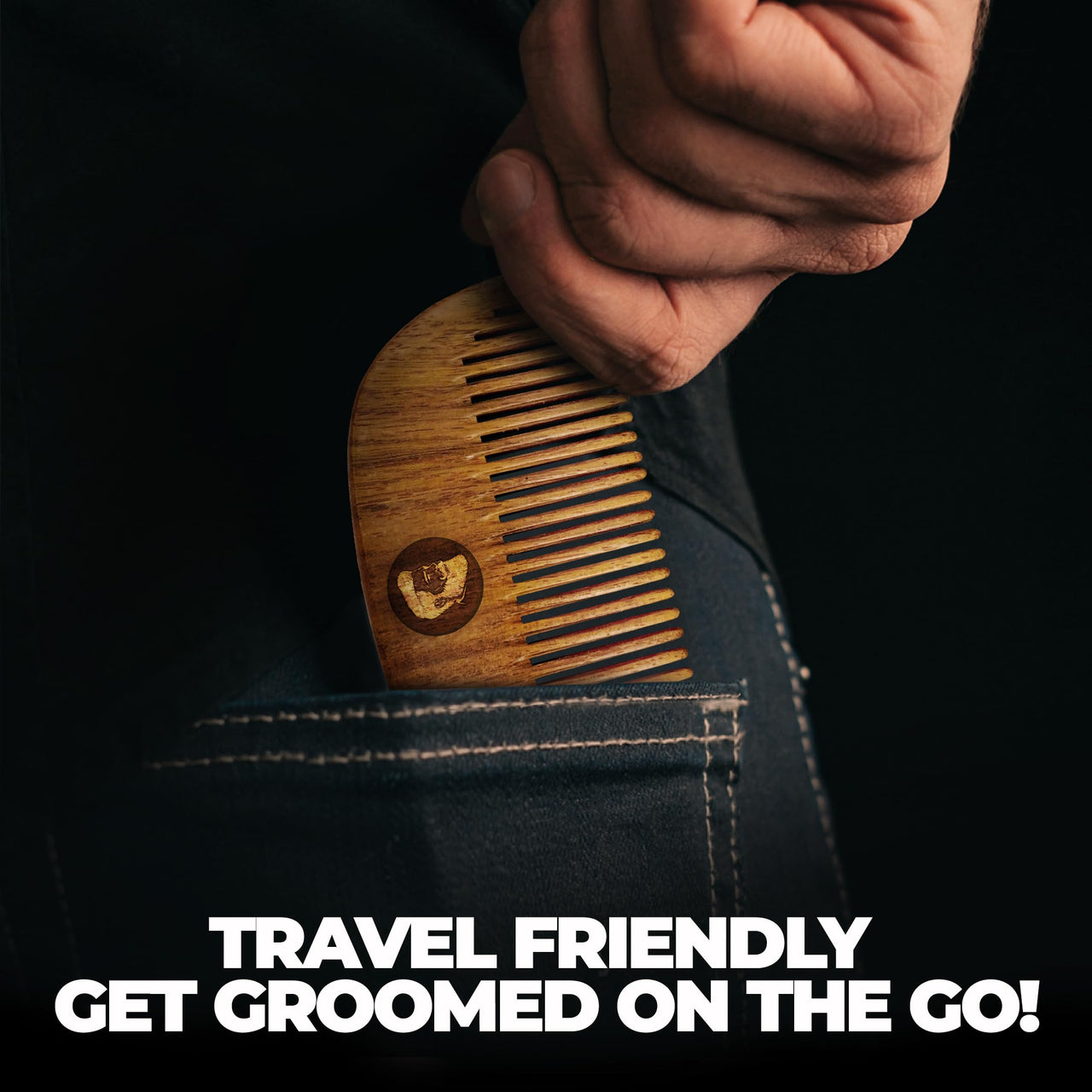 Beardo Compact Wooden Comb | Style your beard hassle-free | Pocket-size Elegant Comb for hair & Beard styling | Light Weight For Healthy & Stylish Beard