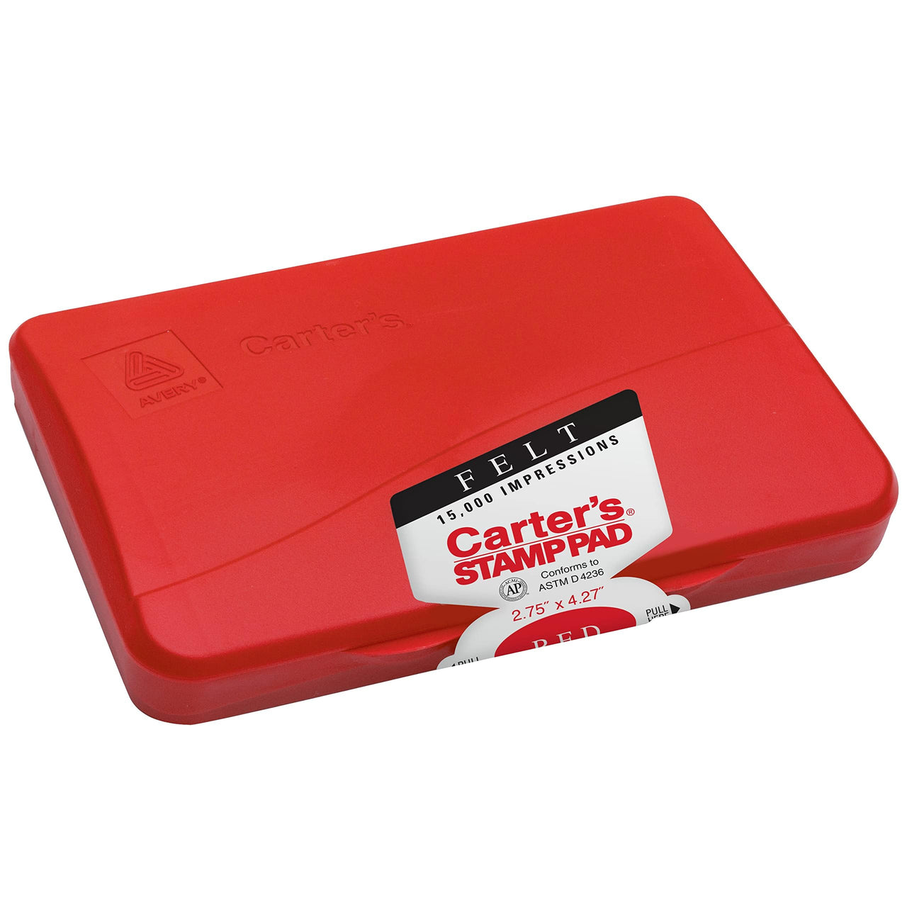 Avery Carter's  Felt Red Stamp Pad, 2.75 x 4.25 Inch Ink Pad (21071)