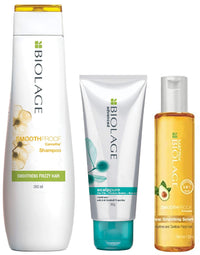 Biolage Smoothproof Deep Smoothing 6-In-1 Professional Hair Serum For Women & Men For Frizzy Hair & Biolage Smoothproof Shampoo & BIOLAGE Scalppure Conditioner