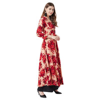 Tissu Women Beige & Red Floral Printed Kurta