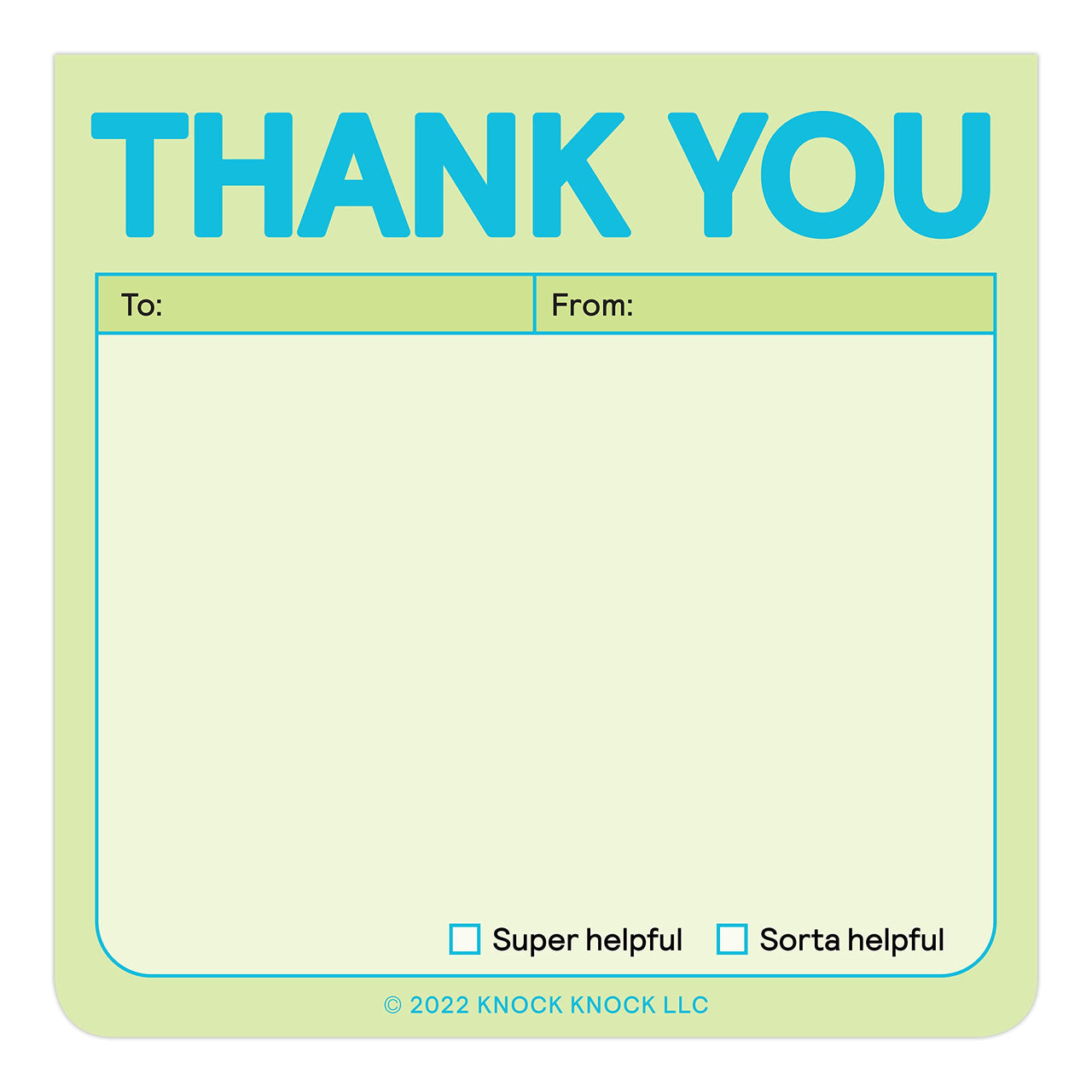 8-Count Knock Knock Thank You Sticky Note Pads, 3 x 3-inches, 100 Sheets Each