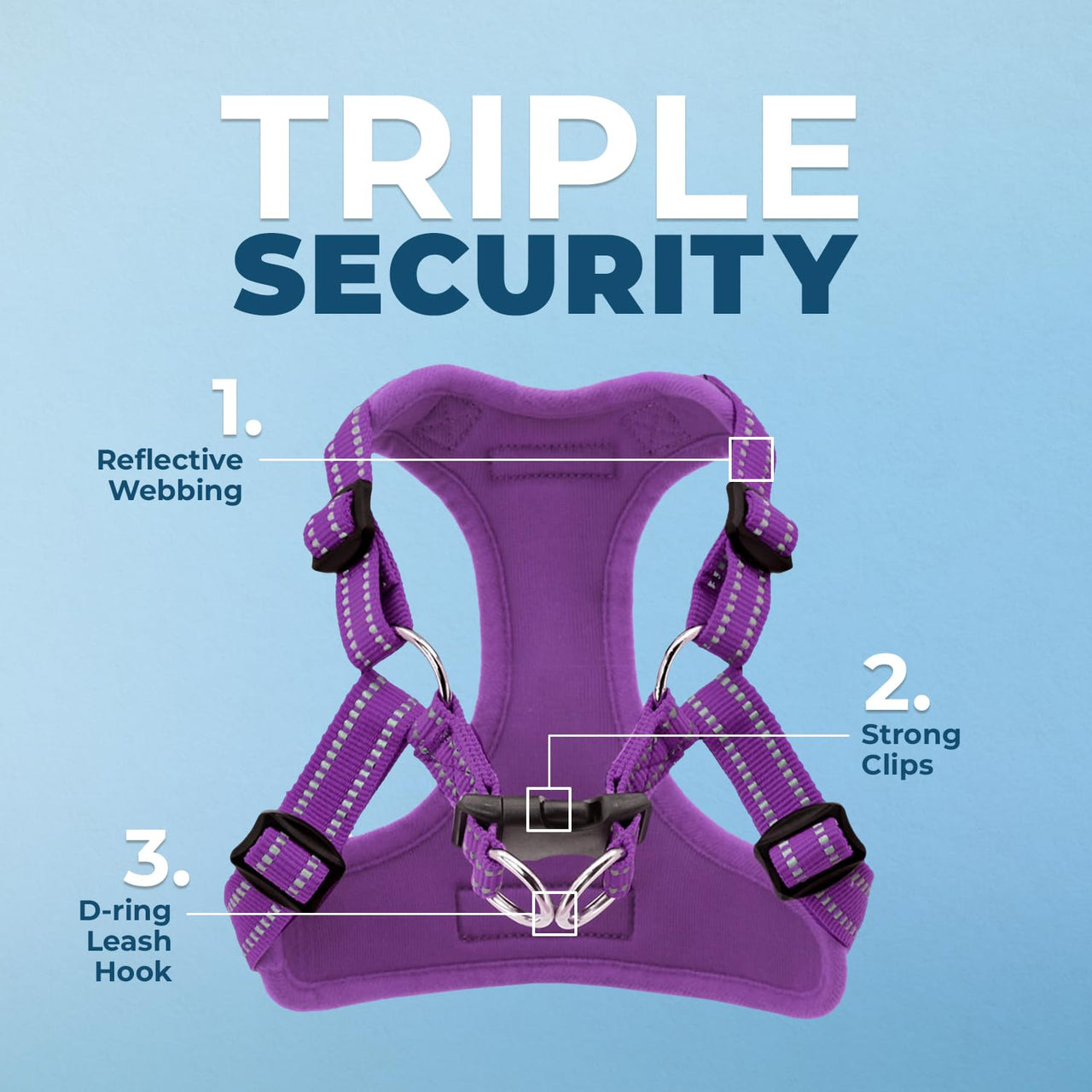 Best Pet Supplies Voyager Adjustable Dog Harness with Reflective Stripes for Walking, Jogging, Heavy-Duty Full Body No Pull Vest with Leash D-Ring, Breathable All-Weather - Harness (Purple), S Harness (Purple) S (Chest: 15 - 18")