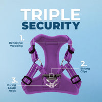Best Pet Supplies Voyager Adjustable Dog Harness with Reflective Stripes for Walking, Jogging, Heavy-Duty Full Body No Pull Vest with Leash D-Ring, Breathable All-Weather - Harness (Purple), S Harness (Purple) S (Chest: 15 - 18