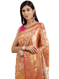 Pandadi Saree Women's  Arasi Soft Tissue Banarasi Silk Dharmavaram Pattu Saree With Unstiched Blouse Piece