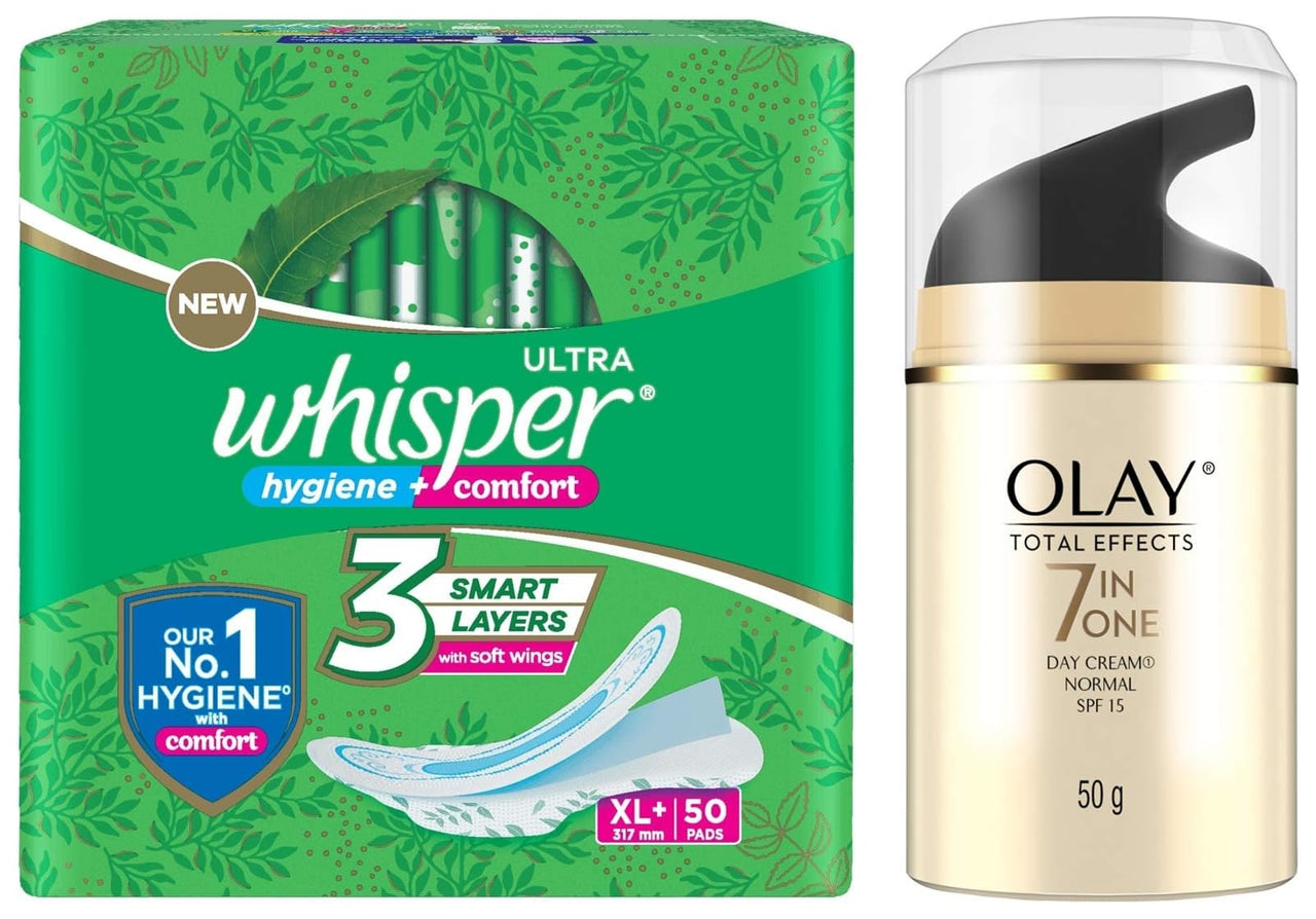 Olay Total Effects Day Cream with SPF 15 and Olay Total Effects Night Cream | Fights 7 Signs of Ageing | With Niacinamide and Green Tea Extracts | Normal, Oily, Dry, Combination Skin | 50g