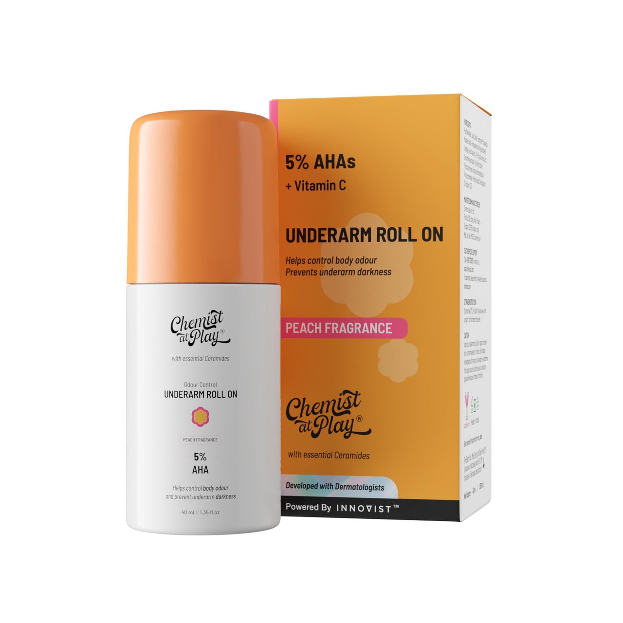 Bare Anatomy Anti Hair Fall Shampoo|5x Hair Fall Control & Growth - 250ml and Chemist at Play UnderArm Roll-On with 5% AHA, Lactic Acid & 1% Mandelic Acid - 40ml