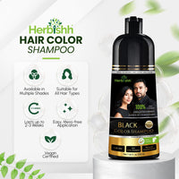 Herbishh Hair Color Shampoo Black | 100% Grey Coverage, Demi-Permanent Hair Color for Men & Women, Long-lasting Color in 5-15 Mins, Ammonia-free, 200 ml