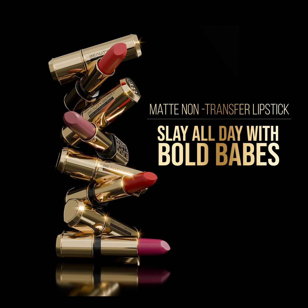 Beauty Berry Bold Babe Non-Transfer Matte Lipstick | Highly Pigmented, Lightweight, Smudge Proof & Waterproof Lipstick | Single Swipe Application, Long Lasting Lipstick for Women (Naughty Nudit)