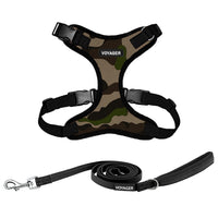 Voyager Step-in Lock Dog Harness w Reflective Dog Leash Combo Set with Neoprene Handle 5ft - Supports Small, Medium and Large Breed Puppies/Cats by Best Pet Supplies - Army/Black Trim, S Harness Leash Set (Army/Black Trim) S (Chest: 15 - 18