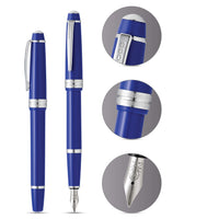 Cross Bailey Light Polished Resin Refillable Fountain Pen,Medium Nib, Includes Premium Gift Box - Blue Fountain Pen, Medium Nib