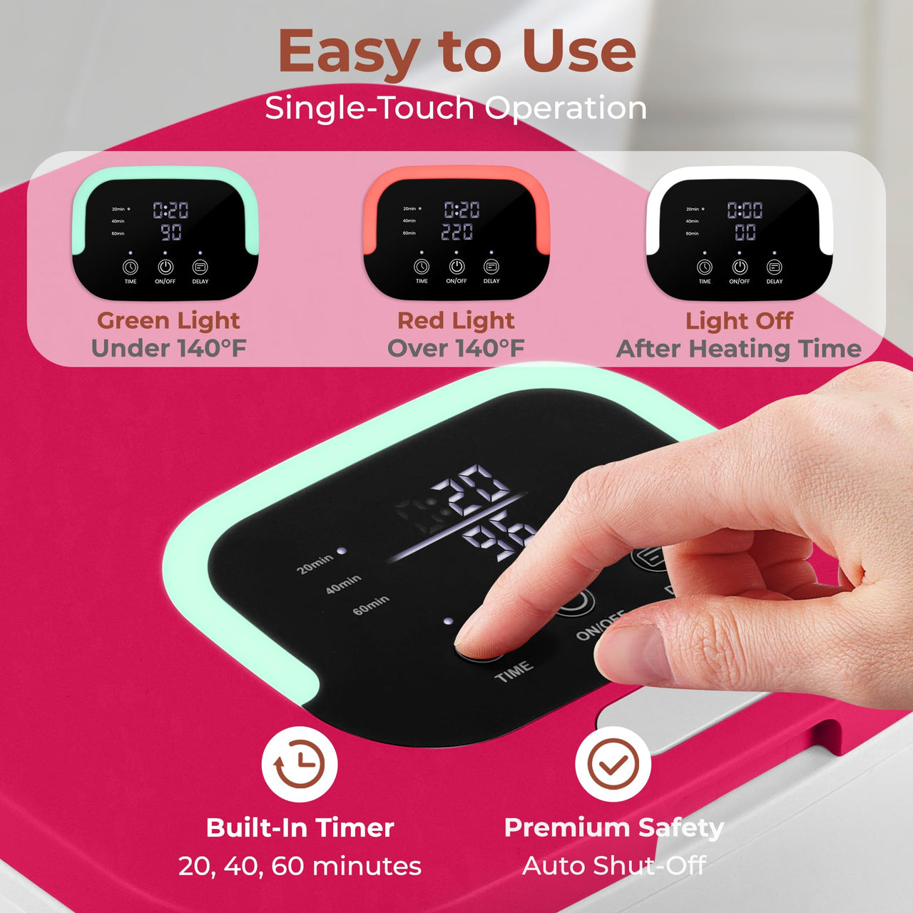 SereneLife Towel Warmers for Bathroom, 23L Luxury Heater, Blanket Warmer Bucket, LED Display, Up to 24 Hours Delay, 3 Heating Modes and Child Lock for Oversize Bathrobes PJ's  and More (Pink) Pink