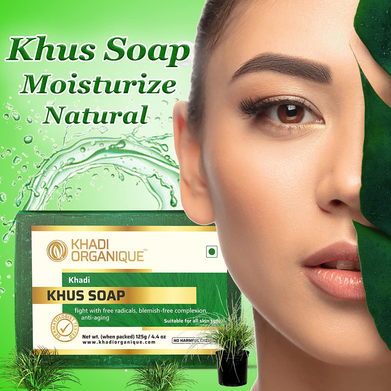 Khadi Organique Pure Herbal Natural & Handmade Khus Soap Combo Kit Pack Of 4 500gm