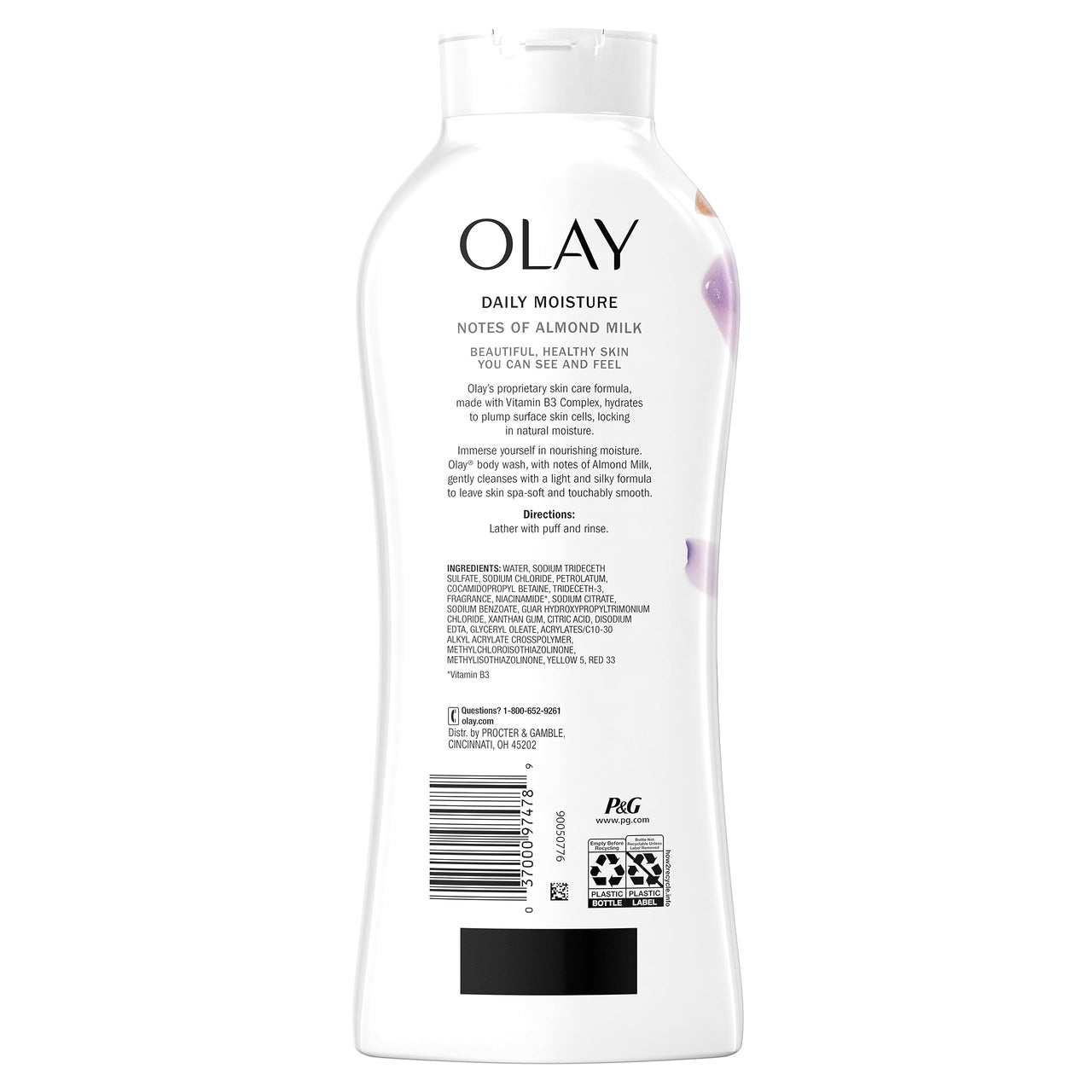 Olay Hydrating Clean Almond Milk Body Wash, White, 650 ml