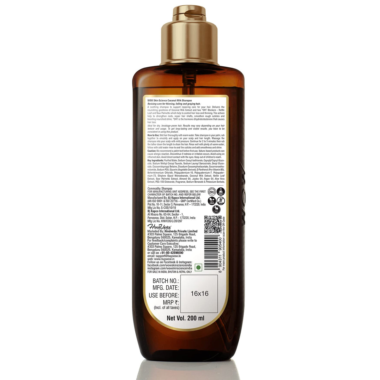 WOW Skin Science Coconut Milk Shampoo 200 ml