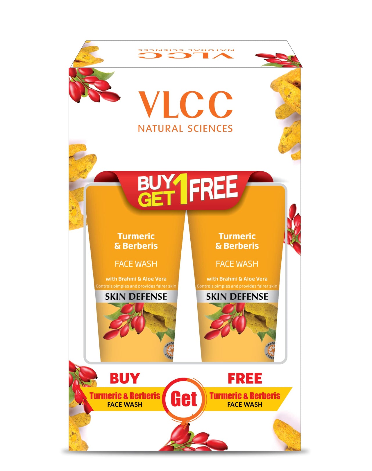 VLCC Turmeric & Berberis Face Wash + Anti Tan Skin Lightening Face Wash -150ml X 2 - Buy One Get One - with Turmeric & Berberis, Mulberry Extract, and Orange Peel Extract
