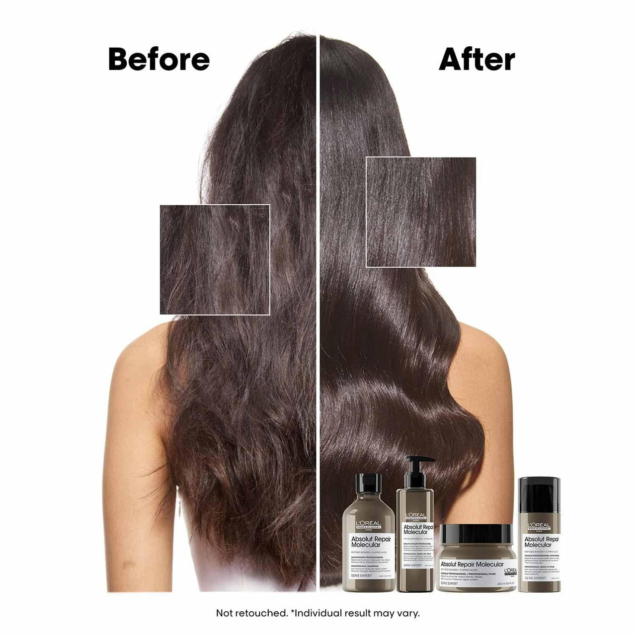 L'Oréal Professionnel Absolut Repair Molecular Deep Repairing Rinse-off Cream Mask for Damaged Hair - 250 ml | Repairs Very Damaged Hair and Restores Strength With 2% Peptides Bonder & 5 Amino Acids