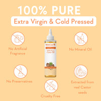 WishCare Premium Cold Pressed Castor Oil - Pure & Virgin Grade - For Healthy Hair and Skin, 200 ml