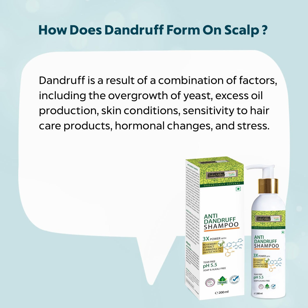 INDUS VALLEY Hair Fall Defense & Anti-Dandruff Shampoo Tear Free, Soap & Alkali Free PH 5.5, No Paraben & SLES/SLS - (200ml)