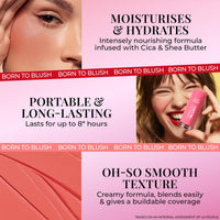 Just Herbs Peach Pie Born To Blush Lightweight | Long Stay | Smooth Texture | Moisturises & Hydrates | Dewy Glow Blush Stick with Shea Butter & Cica for Eyes Cheeks and Lips For Women | 14g