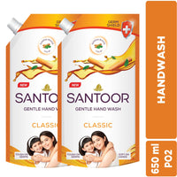 Santoor Classic Gentle Hand Wash, 750ml with Natural goodness of Sandalwood & Tulsi