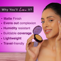 Hilary Rhoda Skin Perfecting Compact Powder | Oil Control & Matte Finish | Buildable Coverage | Blends Easily | Hides Imperfections | 6g (Pink Vanilla | Shade 02)