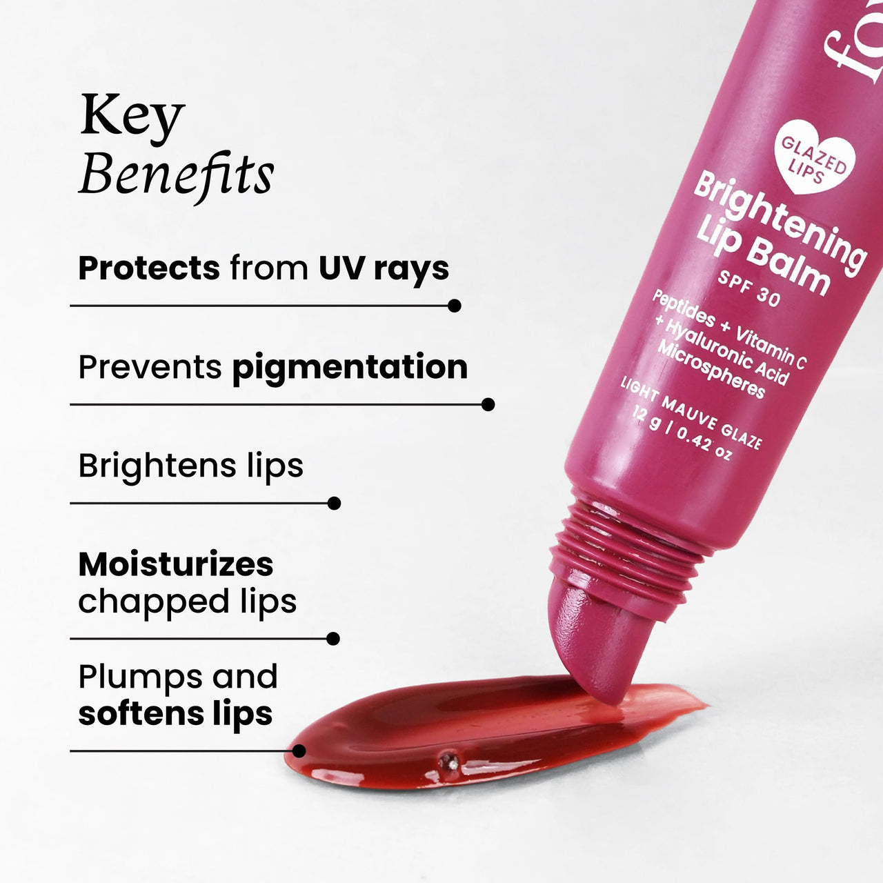 Foxtale SPF 30 Brightening Lip Balm for Dark Lips with Peptides & Vitamin C | Prevents Pigmentation | Brightens & Hydrates Lips | Tinted Lip Balm -Light Mauve Glaze 12gm