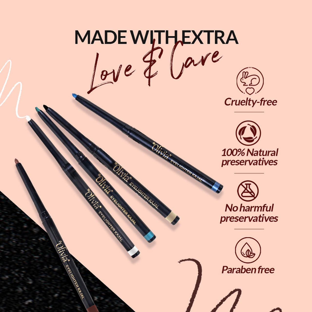 Olivia Eye Lighter Kajal - Turquoise, 0.3G Long Lasting, One Stroke Smooth Glide,Waterproof, Smudgeproof & Fadeproof, Matte Finish Eye Makeup