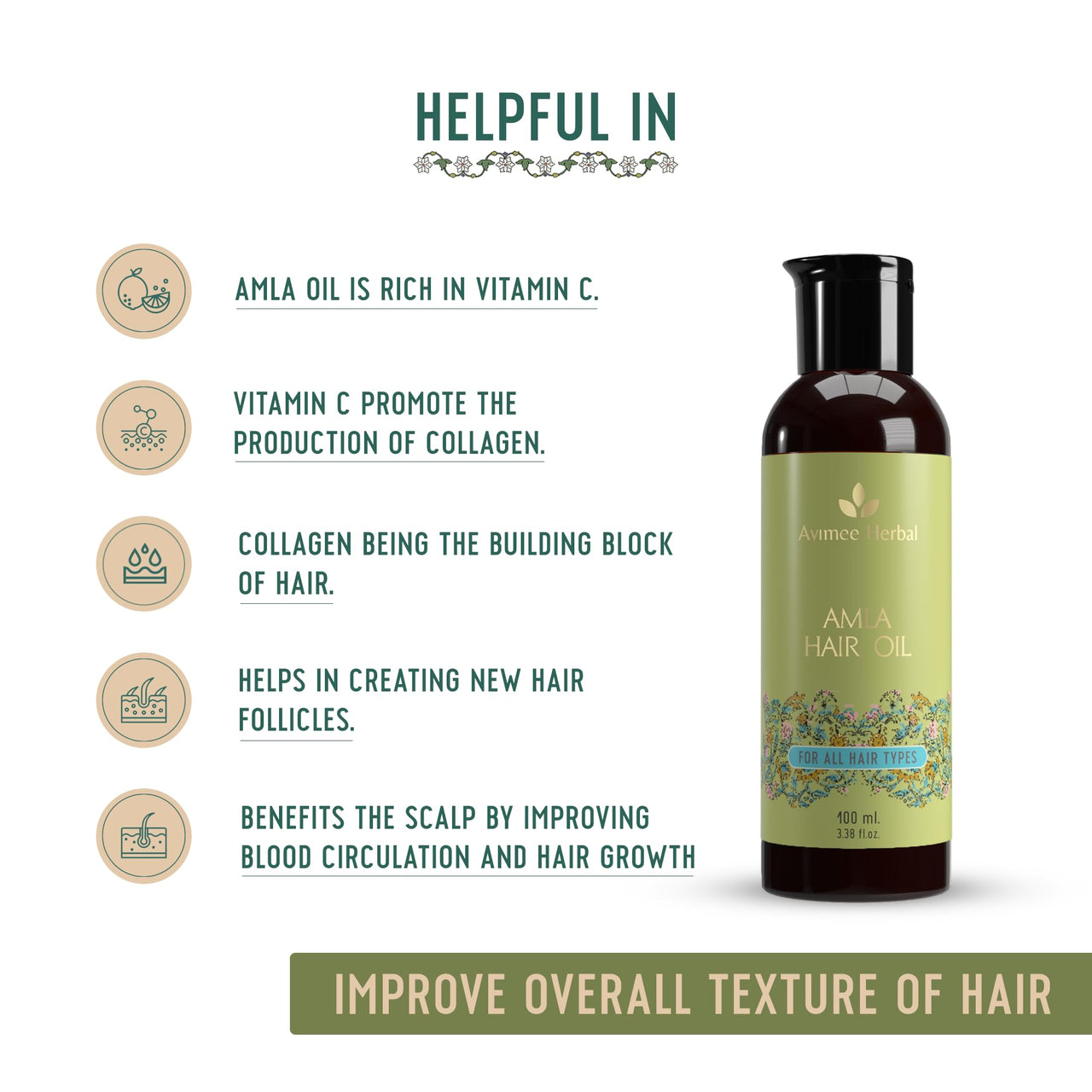 Avimee Herbal Keshpallav Amla Hair Oil | For Long & Strong Hair | With Vitamin E and Amla Seed Oil | Mineral Oil Free | 100 ml