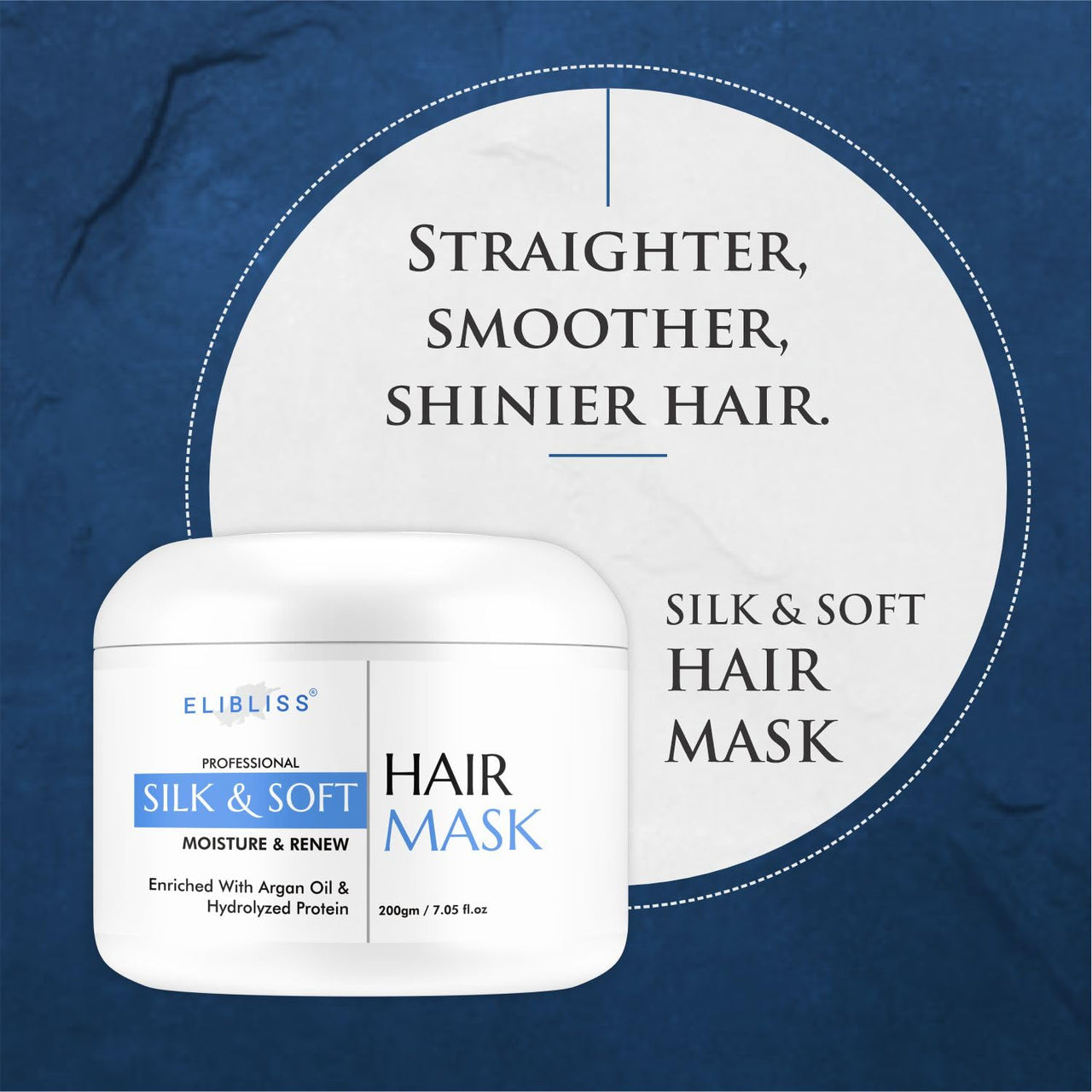 Elibliss Dandruff Clear Shampoo with Biotin Keratin Collagen 475ml | Silk and Soft Keratin Hair Mask with Argan Oil Hydrolyzed Protein Combo 200g