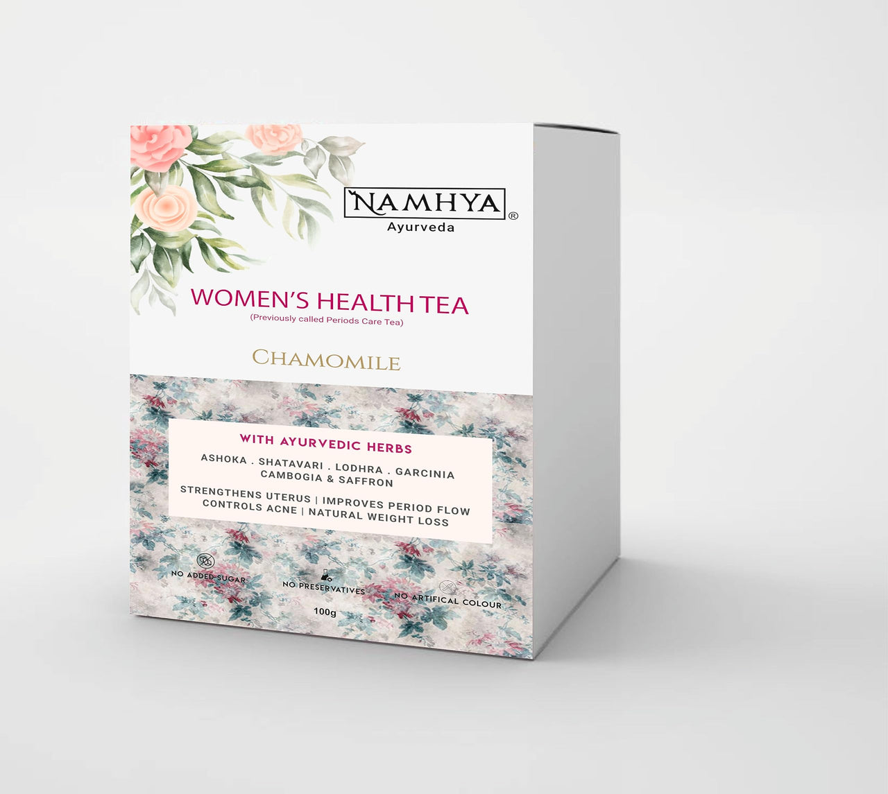 Namhya PCOS PCOD Green Tea | PCOS tea for women | Loaded with Natural Ayurvedic Herbs (Shatavari and Ashoka) for Hormonal Balance & Better Period Cycle 3.53 oz (100 Gms) | Chamomile Tea for Sleep