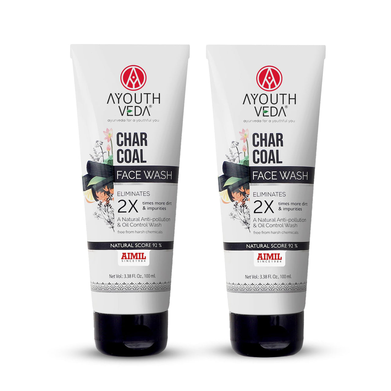 Ayouthveda Activated Charcoal Face Wash for Women and Men | Deep Cleansing Anti Pollution Face Wash | Natural Anti-Pollution & Oil Control Cleanser | Deep Cleansing, Detoxifying & Refreshing | Ayurvedic Cleanser for Men & Women | Paraben-Free | Suitable f