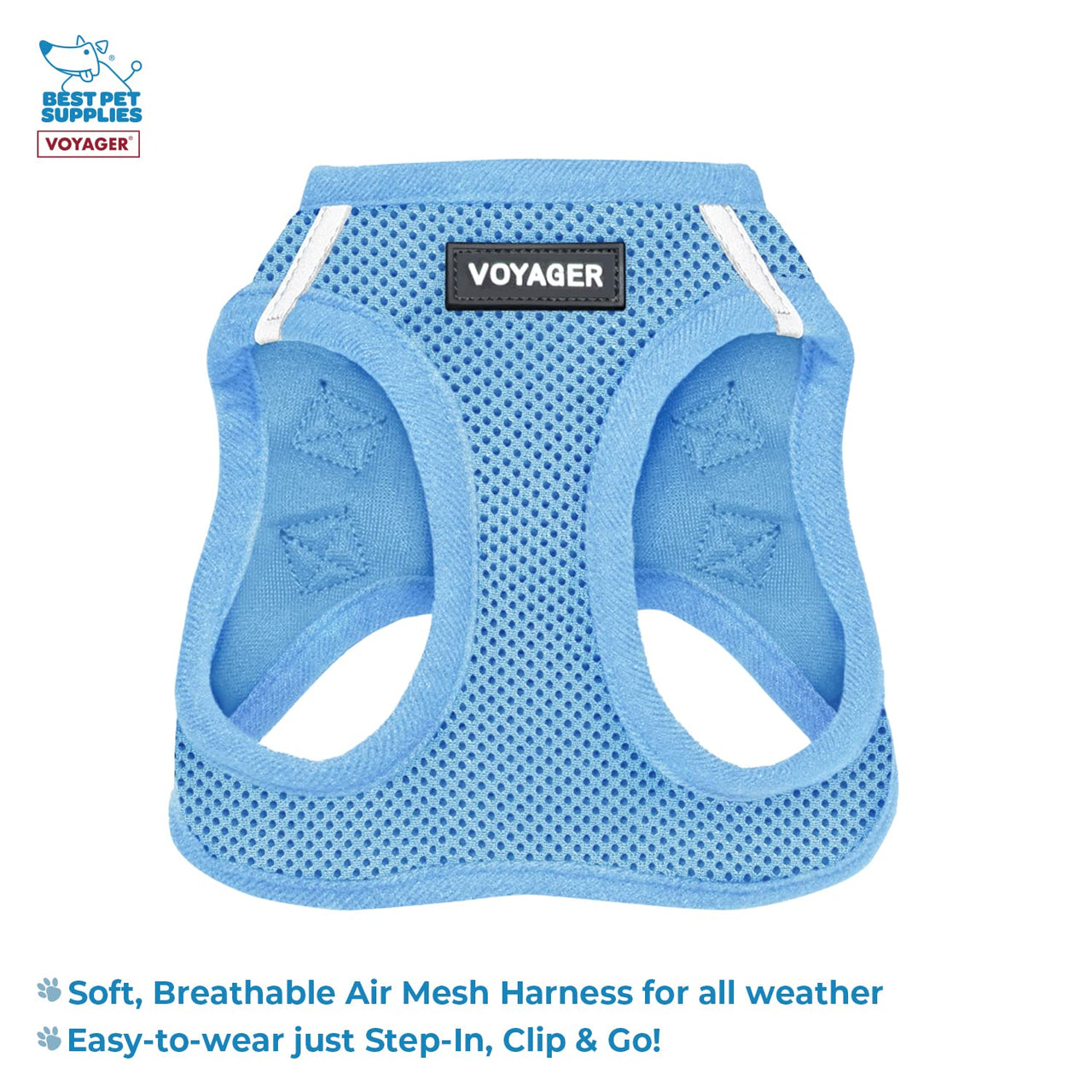 Voyager Step-in Air All Weather Mesh Harness and Reflective Dog 5 ft Leash Combo with Neoprene Handle, for Small, Medium and Large Breed Puppies by Best Pet Supplies - Set (Baby Blue), S Harness Leash Set (Baby Blue) S (Chest: 14.5 - 16")