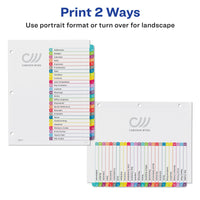 Avery A-Z 26 Tab Dividers for 3 Ring Binders, Customizable Table of Contents, Multicolor Tabs, 1 Set (11844) Contemporary